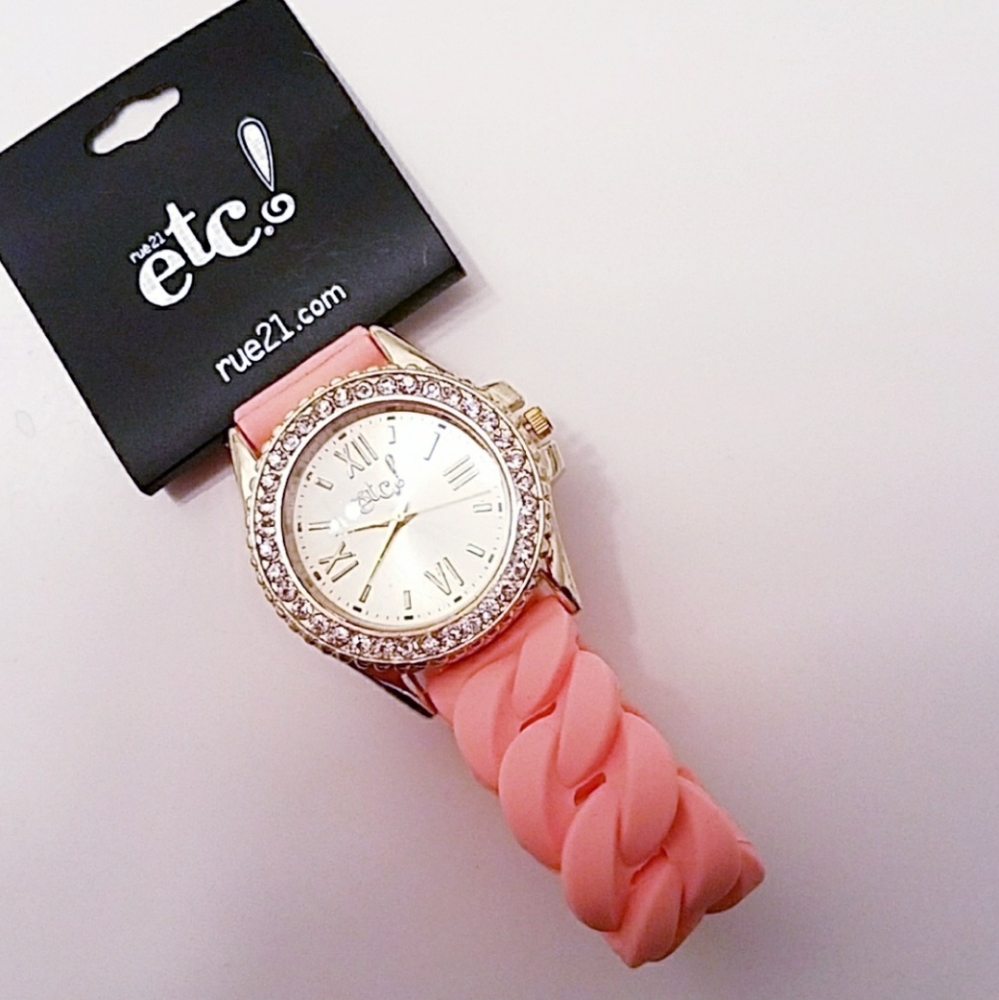 Peachy Pink & Gold Watch
